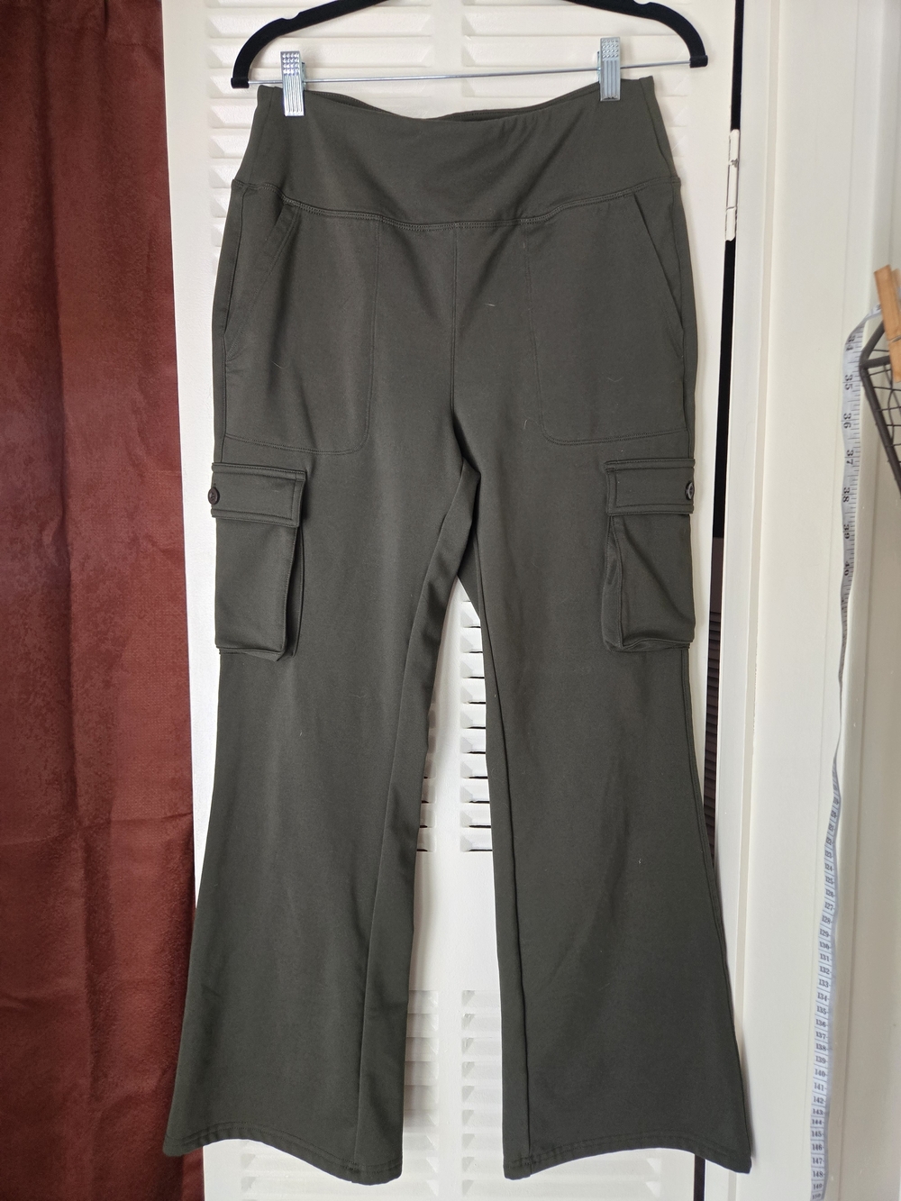 High-Rise Olive Flare Cargo Pants